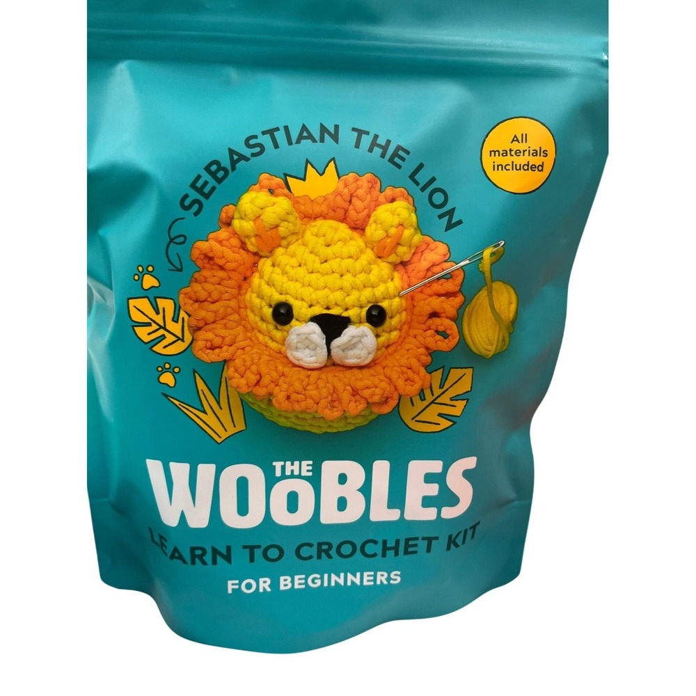 The Woobles Sebastian the Lion Learn to Crochet Kit for Beginners Amigurumi